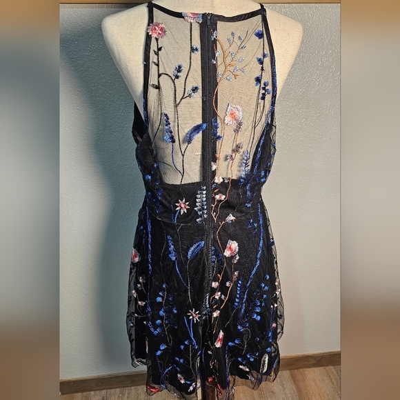 Floral Embroidered Black Dress By My Michelle. Black Fully Embroidered - Picture 6 of 14